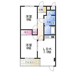 カノークス・スリーS・マンション 2DKの間取図画像