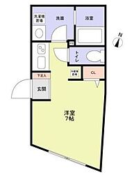 VISTA HONANCHO 2階ワンルームの間取り