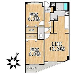 クレスト・コート 2LDKの間取図画像