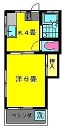 フジハイツ 1Kの間取図画像