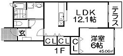 シャンティール 2LDKの間取図画像