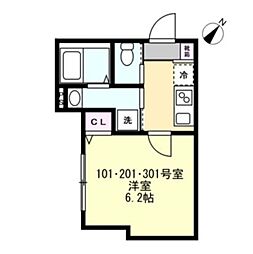 相模原市南区相南4丁目アパート 1Kの間取図画像