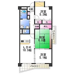 サンプラザ湯里南 3LDKの間取図画像