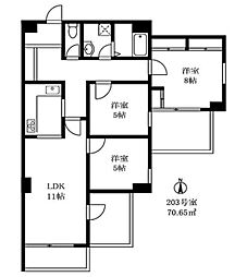 コルザ奥沢2 3LDKの間取図画像