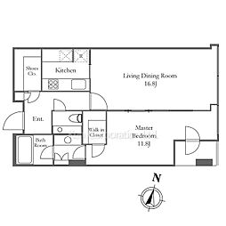 平河町森タワーレジデンス 1LDKの間取図画像