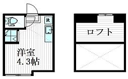 アーバンプレイス高田馬場VII 2階ワンルームの間取り