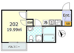 エトワール大口 1Kの間取図画像