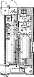 プレール・ドゥーク東京NORTH2 1Kの間取図画像
