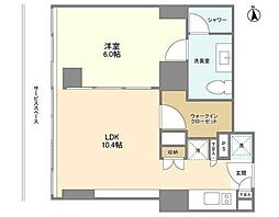 ウエリスアーバン品川タワー 1LDKの間取図画像