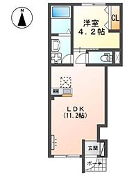 茅ヶ崎市本村2丁目アパート 1LDKの間取図画像