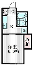 サニーコートさつき 1階1Kの間取り