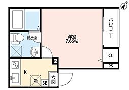 レユシット草加 1Kの間取図画像