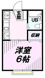 パークサイドハウスA 1Kの間取図画像