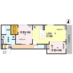 D-ROOM佐太中町 2LDKの間取図画像