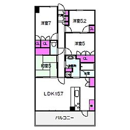 リバーガーデンコスモスクエア 4LDKの間取図画像