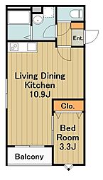 相模原市緑区橋本4丁目アパート 1LDKの間取図画像