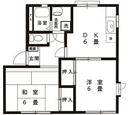 シルキー・ウインドA 2DKの間取図画像