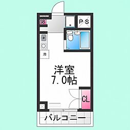 ヌーベルコート三国ヶ丘 ワンルームの間取図画像