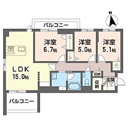 フォーシーズン南多摩 3LDKの間取図画像