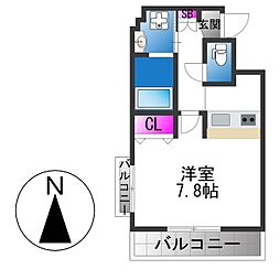 カーサエスパシオ 1Kの間取図画像