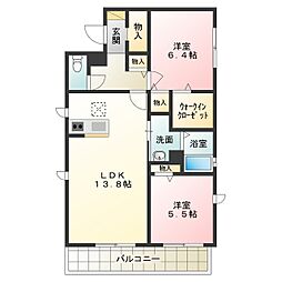 シャーメゾン上 2LDKの間取図画像