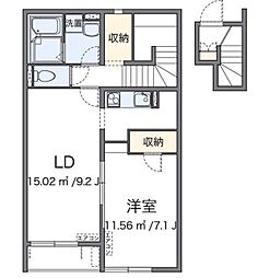 クレイノKEEP NEXTVI 2階1LDKの間取り