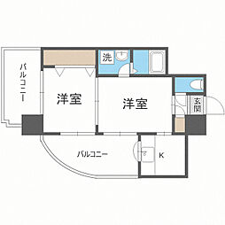 エステート・モア警固本通り 2Kの間取図画像