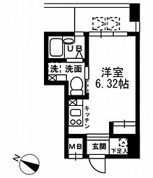 レジディア三越前 ワンルームの間取図画像