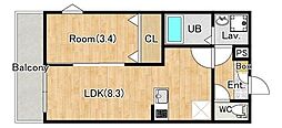 (仮称)ジーメゾン七里風渡野 1LDKの間取図画像