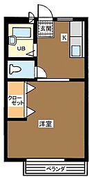 SSハイツ 1階1Kの間取り