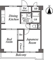 野原府中コーポ 2DKの間取図画像