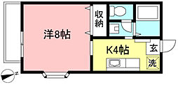 クレストハウスA 1Kの間取図画像