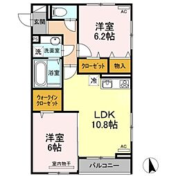 オークビレッジ 2LDKの間取図画像