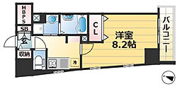アルファレガロ神戸元町 1Kの間取図画像
