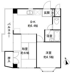 レジデンス鹿野2 2DKの間取図画像