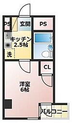 リレント北赤羽 1Kの間取図画像