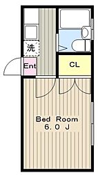 ヒルズアゼリアノース 2階1Kの間取り