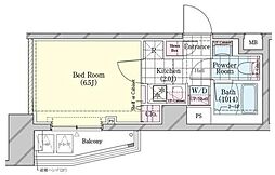 シェル品川戸越 2階1Kの間取り