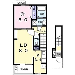 シャン・ド・ポワール 1LDKの間取図画像