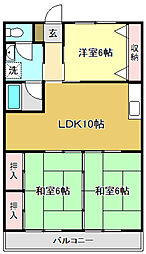 カーサ一ツ橋 3LDKの間取図画像