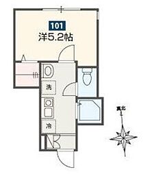 ＭＥＬＤＩＡノイエ 1階1Kの間取り