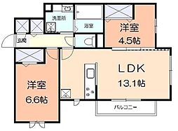 SEJOURVERT 2LDKの間取図画像