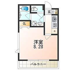 アークテラス塚口 1Kの間取図画像