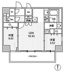 エスレジデンス住吉アクアハト 2LDKの間取図画像