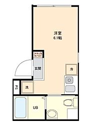 大田区北千束2丁目マンション ワンルームの間取図画像