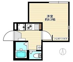 ルフィア中台 2階1Kの間取り