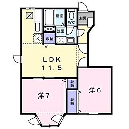 ヴァンティアンA 2LDKの間取図画像