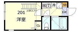 コートハウス弘明寺A棟 1Kの間取図画像