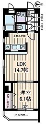 サン・ルミエール 1LDKの間取図画像