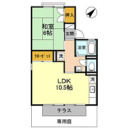 セジュール金閣 1LDKの間取図画像